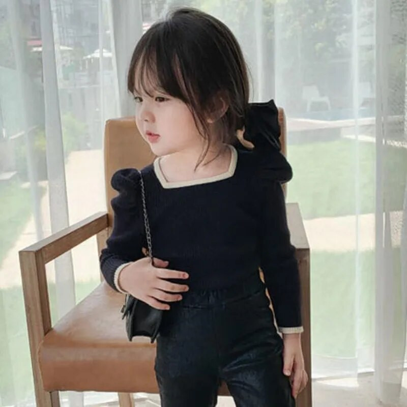 Jesen Zima Odjeća za malu djecu Majice dugih puf rukava Majice za djevojčice Majice Dječje majice Majice za djevojčice Bluza za djevojčice dugih rukava