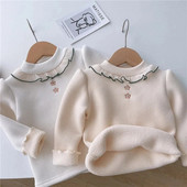 Toddler Baby Ziemas samta džemperi Krekli Bērniem Jauki Ziedu Topi Bērnu Rudens Garās Piedurknes Silts Pulovers Krekls der 1-10 Gadiem