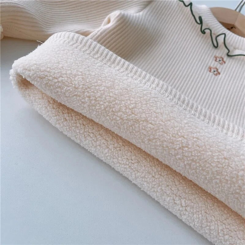 Toddler Baby Ziemas samta džemperi Krekli Bērniem Jauki Ziedu Topi Bērnu Rudens Garās Piedurknes Silts Pulovers Krekls der 1-10 Gadiem