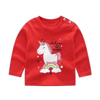 Kevadtüdruk Poiss 6m 12m 2a 3a 4a Beebi pikkade varrukatega T-särk Puuvillane Riided T-särgid Laste Top T-särgid Sügised väikelapse poisi riided