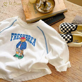 2023 Kids Uus puuvillane pikkade varrukatega trükitud T-särk poistele tüdrukutele armsad multikad Laste ühevärvilised pehmed vabaaja pikkade varrukatega topid