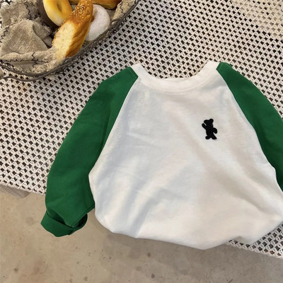 2023 Kids Uus puuvillane pikkade varrukatega trükitud T-särk poistele tüdrukutele armsad multikad Laste ühevärvilised pehmed vabaaja pikkade varrukatega topid