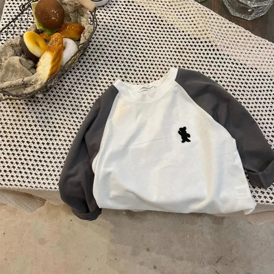 2023 Kids Uus puuvillane pikkade varrukatega trükitud T-särk poistele tüdrukutele armsad multikad Laste ühevärvilised pehmed vabaaja pikkade varrukatega topid