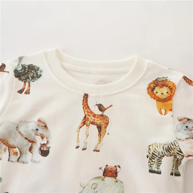 Jumping Meters Novi dolazak Dječje majice dugih rukava Dječje Djevojčice Dječaci Sportske životinje s kapuljačom Dječje majice iz crtića Majice