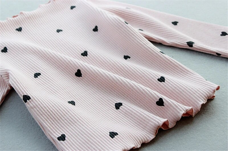 Jauka meitenes T-krekls Ziemas mazulim Meitenei ar garām piedurknēm O veida kakla Mīlestības T-krekls Meitenes krekliņš Kokvilnas Bērnu T-krekls ar garām piedurknēm