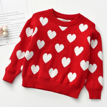 Πλεκτό πουλόβερ για κοριτσάκια 1-6 ετών Φθινόπωρο Χειμώνας Παιδικά Χαριτωμένα Καρδιά Πουλόβερ Βρεφικά Ρούχα Παιδικά Πουλόβερ
