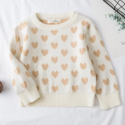 1-6 metų kūdikių megztas megztinis ilgomis rankovėmis rudens žiemos vaikams mielas širdelės raštais megztiniai kūdikiams mergaičių drabužiai vaikiški megztiniai
