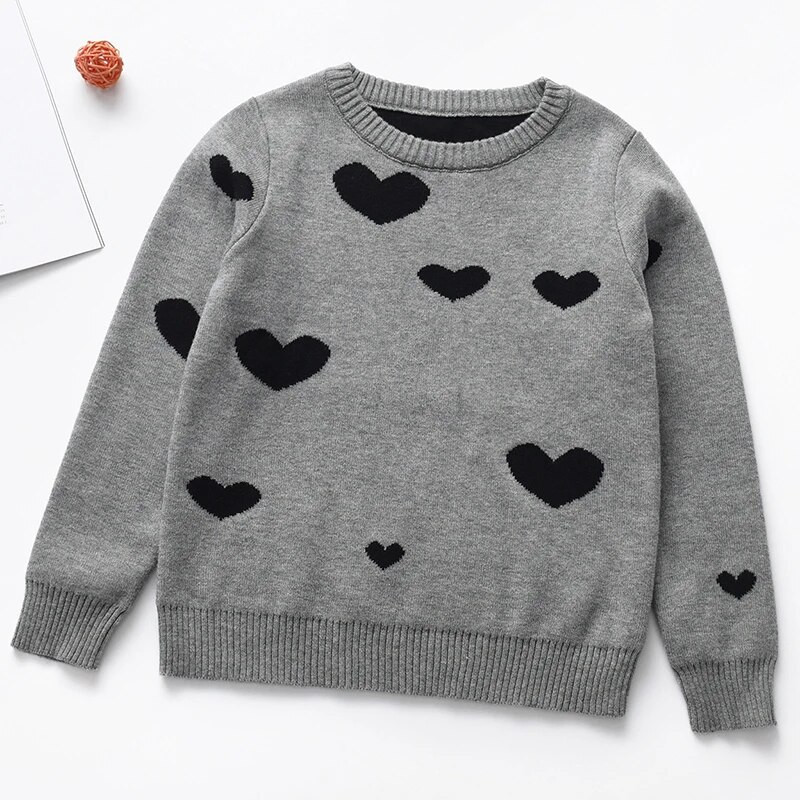 1-6 metų kūdikių megztas megztinis ilgomis rankovėmis rudens žiemos vaikams mielas širdelės raštais megztiniai kūdikiams mergaičių drabužiai vaikiški megztiniai