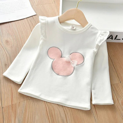 Kolmemõõtmeline väikese lillega ümarkaelusega T-särk 2023. aasta sügise uus Korea armas multikas lilletüdruku pikkade varrukatega T-särk