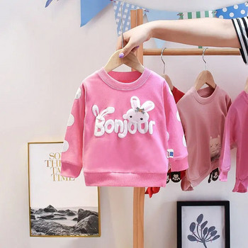 2022 Пролетна и есенна долна риза за момичета Нов детски пуловер Бебешко момиче Горнище с дълги ръкави от чист памук Детско облекло
