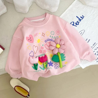 Proljetna i jesenska majica za djevojčice 2022. Novi dječji pulover Dječja odjeća od čistog pamuka za djevojčice, dječja odjeća s dugim rukavima