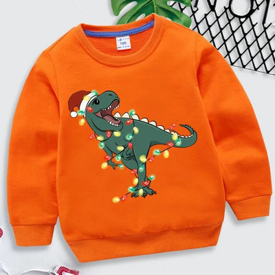 Jauni Ziemassvētku džemperi bērnu apģērbam Dinozauru apdrukas meitenes zēni, bērni, topi ar garām piedurknēm multfilmu kostīmu kapuces 2022. gadam