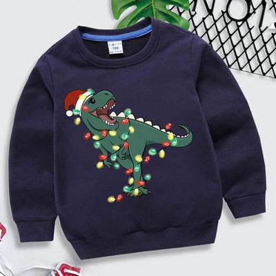 Jauni Ziemassvētku džemperi bērnu apģērbam Dinozauru apdrukas meitenes zēni, bērni, topi ar garām piedurknēm multfilmu kostīmu kapuces 2022. gadam