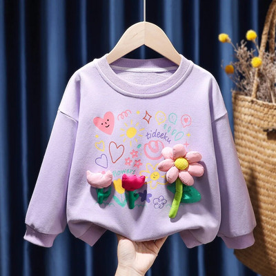 Tüdrukute komplektid Kampsunid Armsad punased, armas, südamega trükitud hekiga kapuutsid, vabaaja, kokkusobivad voldid, pikkade varrukatega väikelaste tüdrukute riided