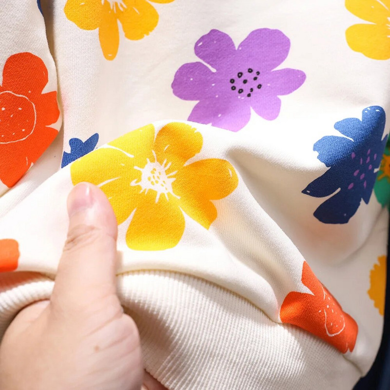 Tüdrukute komplektid Kampsunid Armsad punased, armas, südamega trükitud hekiga kapuutsid, vabaaja, kokkusobivad voldid, pikkade varrukatega väikelaste tüdrukute riided