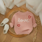 Valentīna diena Meiteņu Džemperis Džemperis Modes Burts Sirds Izšuvumi Bērni Trikotāžas Apģērbi Garās Piedurknes Trikotāžas Pulovers