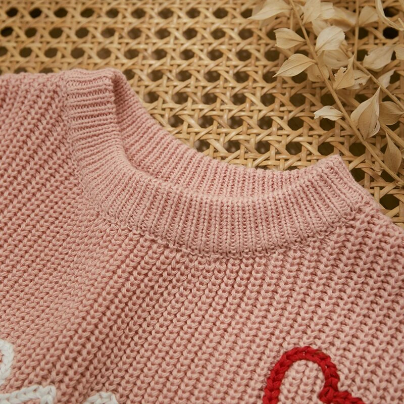 Valentīna diena Meiteņu Džemperis Džemperis Modes Burts Sirds Izšuvumi Bērni Trikotāžas Apģērbi Garās Piedurknes Trikotāžas Pulovers