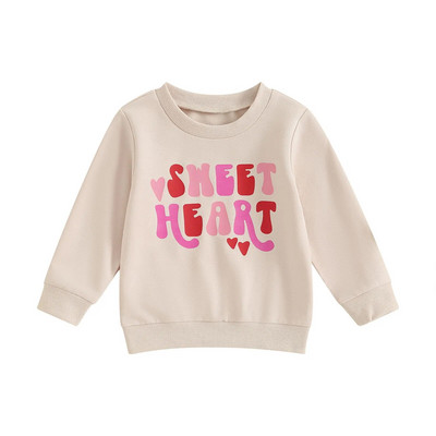 FOCUSNORM 0-4Y väikelapsed, lapsed, tüdrukud, sõbrapäeva T-särgid, südame- ja kirjatrükiga pikkade varrukatega O-kaelusega pullover, dressipluusid