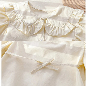 Κοριτσίστικα ρούχα 12M-6Y Βρεφικό μακρυμάνικο πουκάμισο άνοιξη και φθινόπωρο Παιδικό δαντελένιο μπλουζάκι Solid Vintage για κορίτσια
