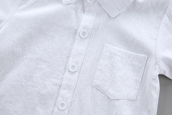 Νέα Παιδιά SOLID WHITE Πουκάμισα για αγόρια/κορίτσια Παιδικά μπλουζάκια Αγόρια/κορίτσια Μακρυμάνικα Βρεφικά ρούχα γάμου Βρεφικά μπλουζάκια 0-4 ετών