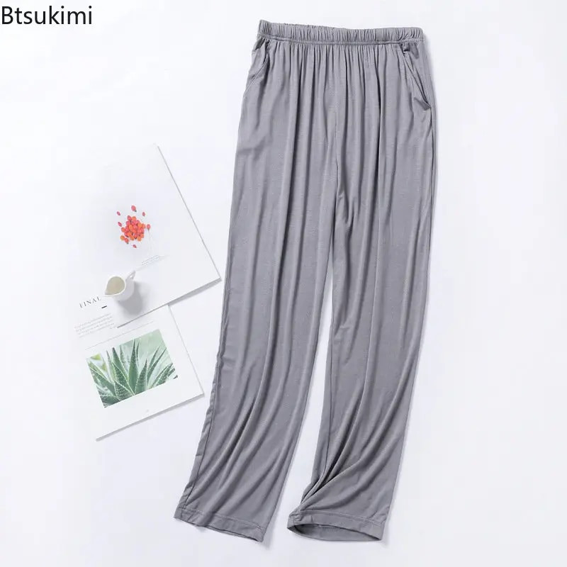 Nove muške ležerne modalne hlače za spavanje iz 2023., jednobojne hlače za spavanje, muške donji dijelovi pidžame, mekana pidžama, kućna odjeća, hlače, muški