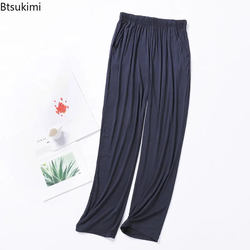 Nove muške ležerne modalne hlače za spavanje iz 2023., jednobojne hlače za spavanje, muške donji dijelovi pidžame, mekana pidžama, kućna odjeća, hlače, muški