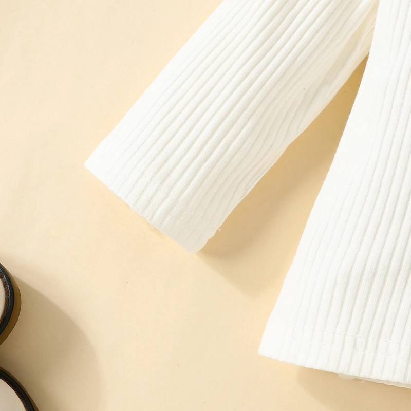 Zīdaiņu pavasara rudens tops ar garām piedurknēm un kleitu komplekts 6-18 mēn. Meitenes zīdaiņai vienkrāsains augšējais kurtu zoba pussvārku berete