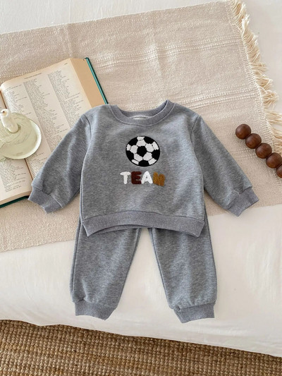 2024. gada pavasaris, jaunums bērniem, jauks, mazuļu drēbju komplekts, 2 gab. zīdaiņu, bērnu burtu augšējais džemperis + bikses Mazu bērnu modes apģērbi 3M-4Y