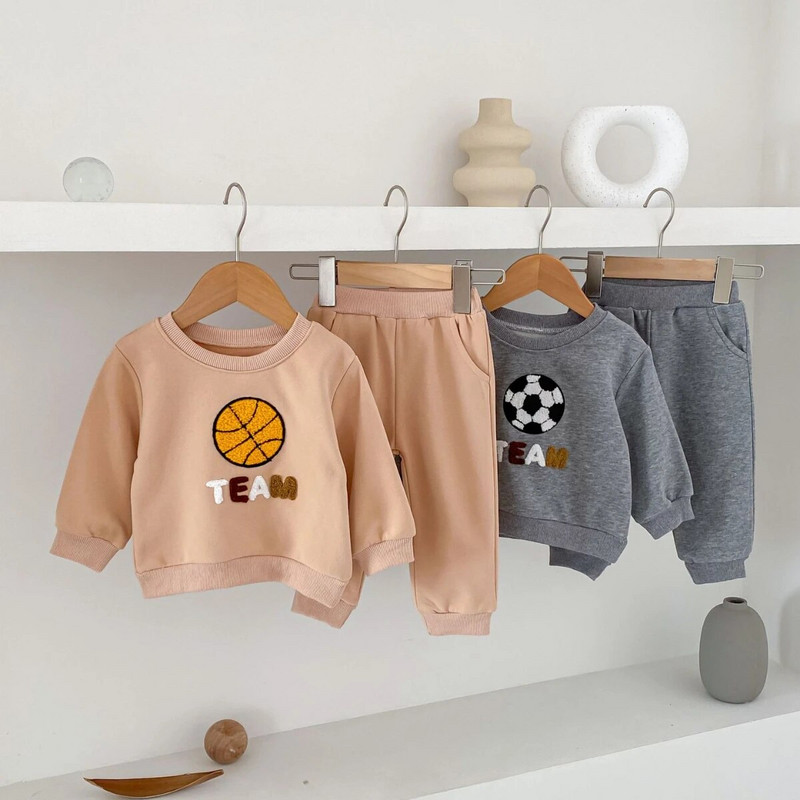 2024. gada pavasaris, jaunums bērniem, jauks, mazuļu drēbju komplekts, 2 gab. zīdaiņu, bērnu burtu augšējais džemperis + bikses Mazu bērnu modes apģērbi 3M-4Y