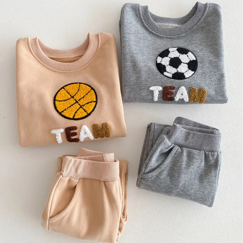 2024. gada pavasaris, jaunums bērniem, jauks, mazuļu drēbju komplekts, 2 gab. zīdaiņu, bērnu burtu augšējais džemperis + bikses Mazu bērnu modes apģērbi 3M-4Y