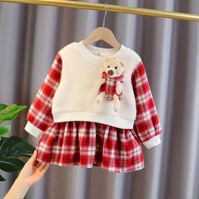 roupas bebe menina meiteņu drēbju kleita jaundzimušajam 1. dzimšanas diena biezas siltas puķainas kleitas meiteņu zīdaiņu apģērba kleita