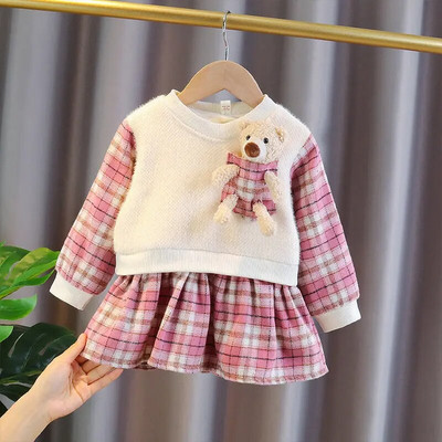 roupas bebe menina meiteņu drēbju kleita jaundzimušajam 1. dzimšanas diena biezas siltas puķainas kleitas meiteņu zīdaiņu apģērba kleita