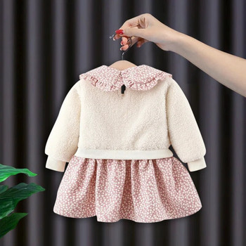 Φόρεμα χειμωνιάτικο κοριτσίστικο μωρό για νεογέννητο 1ο γενέθλιο αρνί μαλλί βελούδο χοντρό ζεστό φλοράλ φορέματα κοριτσίστικα βρεφικά ρούχα