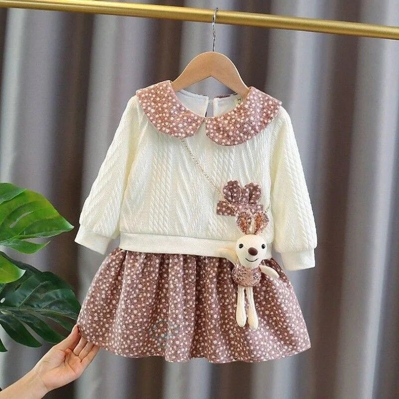 Zimska dječja odjeća za djevojčice, haljina za novorođenče, 1. rođendan od janjeće vune, debeli baršun, tople cvjetne haljine, odjeća za djevojčice, haljina za bebe