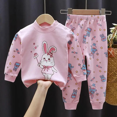 Toamnă Iarnă Set de lenjerie de corp pentru bebeluși din bumbac pur, cu desene animate imprimate pentru copii, set 2 piese, haine de toamnă, costum pentru copii, cu mânecă lungă