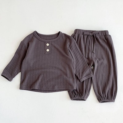 Korea beebipoiste tüdrukute rõivakomplekt, puuvillane vastsündinud imikute komplekt, pikkade varrukatega laste vikerkaaremustriga kampsun + püksid, riided