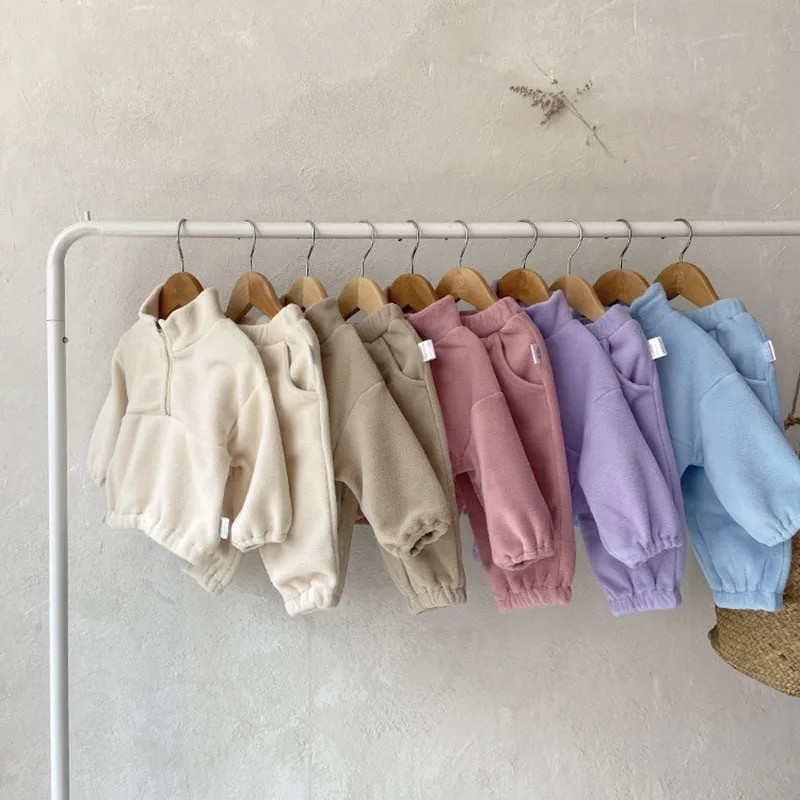 Soe fliisist imiku dressiülikond, krae, soliidsed riided laste pikkade varrukatega kapuutsid + püksid 2 tk beebi spordiülikond talverõivad