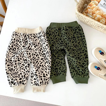 Пролетен комплект дрехи за момче, момиче, памучни тоалети за новородено, детски суичър с леопардов принт и панталон с дълъг ръкав