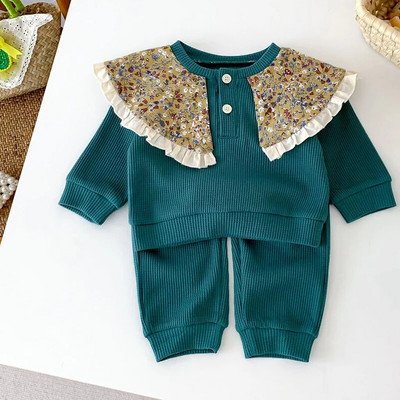 Proljetni komplet odjeće za dječake i djevojčice Pamučna odjeća za novorođenčad Dugi rukavi Dječja majica s leopard printom + odjeća za hlače