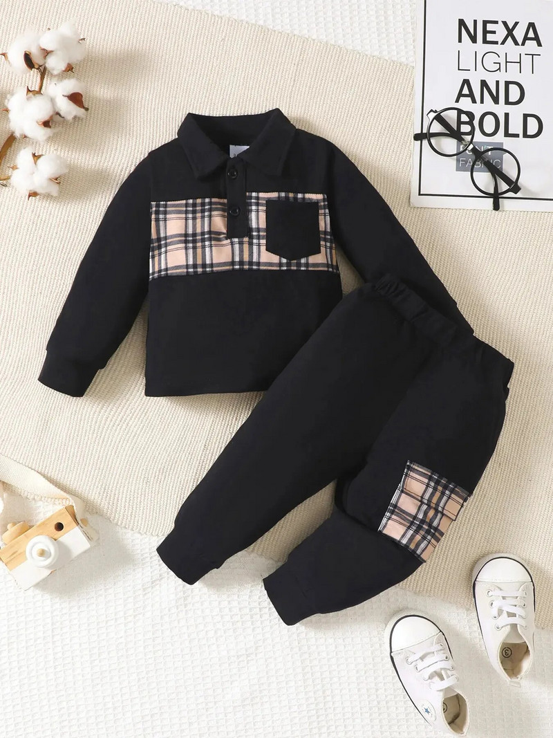 Zimske modne majice s kapuljačom za novorođenčad, bebe, dječake, revere, duge rukave, pamučne rešetke