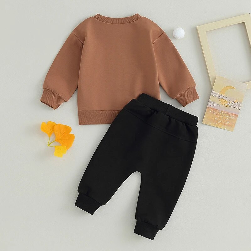 Mažylio berniuko apranga ilgomis rankovėmis megztiniai kelnės rūbų rinkinys kūdikiams berniukams rudens žiema 2 vnt.