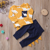 Komplet odjeće za dječake, majice s printom dinosaura, majice s dugim rukavima, hlače, hlače od 0 do 3 godine, novorođenčad, mala djeca, odjeća za proljeće i jesen