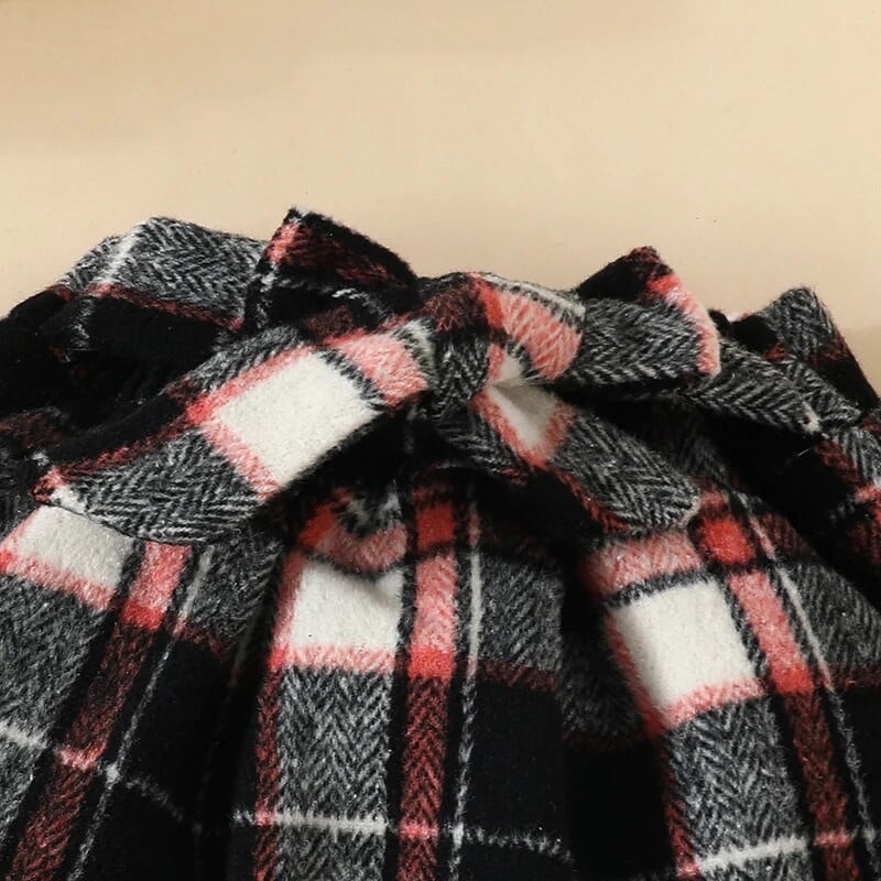 Jesen Zima Komplet za djevojčice, majica s dolčevitom majicom, karirana suknja, beretka, 3 dijela, od 6 mjeseci do 3 godine, odjeća za djevojčice