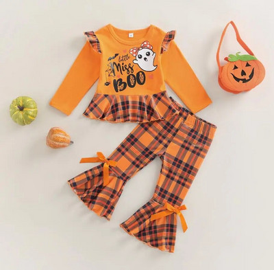 Modni dječji set odjeće za djevojčice i djevojke, crni pulover s okruglim ovratnikom, majica, tajice, suknja od pređe, dječji kompleti, kostim za noć vještica