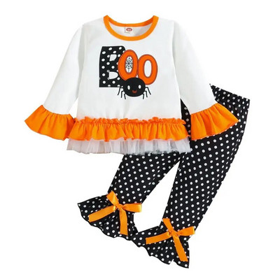 Modni dječji set odjeće za djevojčice i djevojke, crni pulover s okruglim ovratnikom, majica, tajice, suknja od pređe, dječji kompleti, kostim za noć vještica