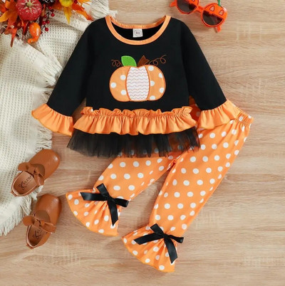 Modni dječji set odjeće za djevojčice i djevojke, crni pulover s okruglim ovratnikom, majica, tajice, suknja od pređe, dječji kompleti, kostim za noć vještica