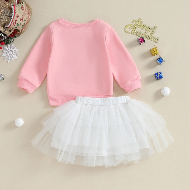 ma&baby 9M-4Y Božićni kompleti odjeće za novorođenčad, dojenčad, djevojčice, majice s slovima, tutu suknje od tila, božićni kostimi, odjeća za malu djecu D05