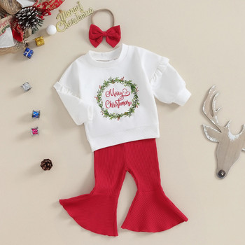 ma&baby 6M-4Y Χριστουγεννιάτικα Βρεφικά Παιδιά Παιδικά Βρεφικά Σετ Ρούχα Κοριτσάκι Επιστολή βολάν Μπλούζες Παντελόνια Χριστουγεννιάτικες Στολές Βρεφικά ρούχα D24