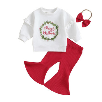ma&baby 6M-4Y Коледни бебета, малки деца, бебешки комплекти дрехи за момичета, панталони с волани, панталони, коледни костюми, екипи за малки деца D24