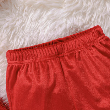 Ceeniu Baby Παιδικά χριστουγεννιάτικα ρούχα για κορίτσια Φούτερ πουλόβερ με γράμματα+Κόκκινο βελούδινο παντελόνι Παιδική Πρωτοχρονιάτικη στολή